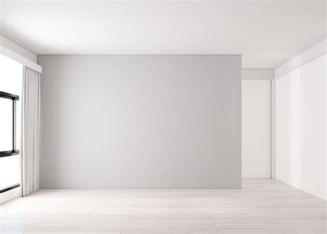 Premium Photo Minimalist Empty Room With Gray Wall And Wood Floor 3d