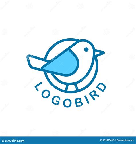 Simple Blue Bird Logo Line Design In A Circle Minimalistic And Modern