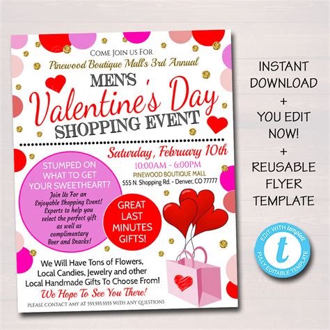 Valentines Day Shopping Event Flyer Tidylady Printables