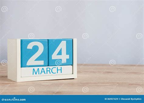 March 24th Day 24 Of Month Wooden Color Calendar On Table Background