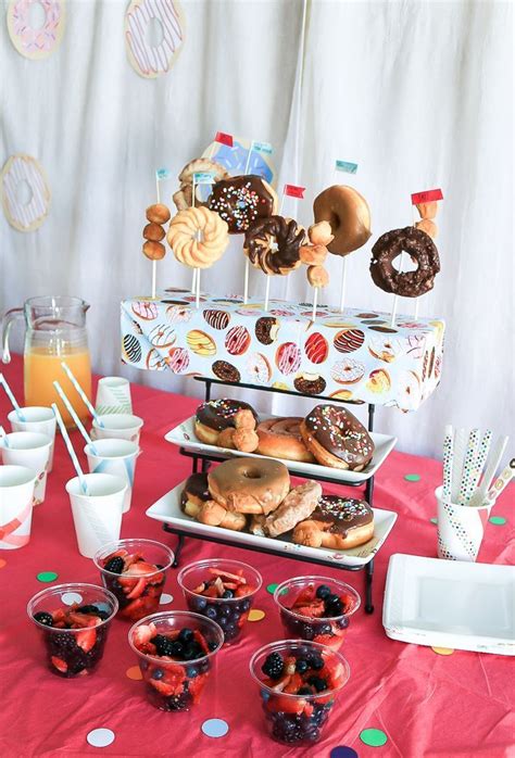 Food Display For A Donut Themed Baby Shower How To Decorate A Donut