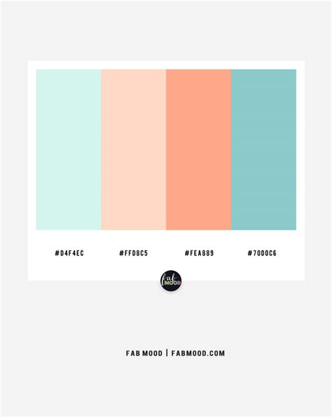 Html, css or hex color code for peach is #ffcba4. Light blue, peach and blue teal color palette - Color ...