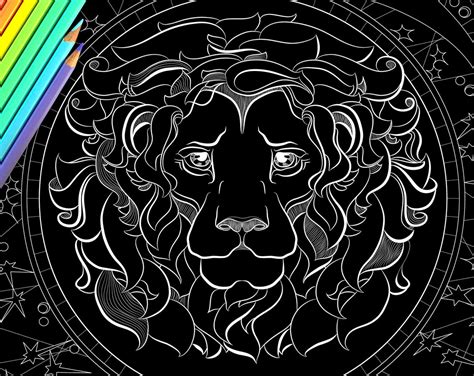 Leo Zodiac Coloring Page Zodiac Sign Print Adult Coloring Etsy