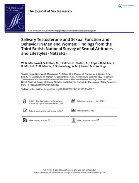Pdf Salivary Testosterone And Sexual Function And Behavior In Men And