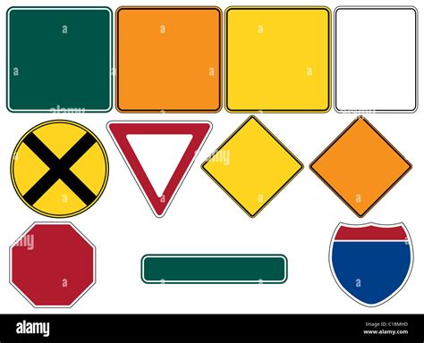Set Of Blank Road Signs Stock Photo Alamy