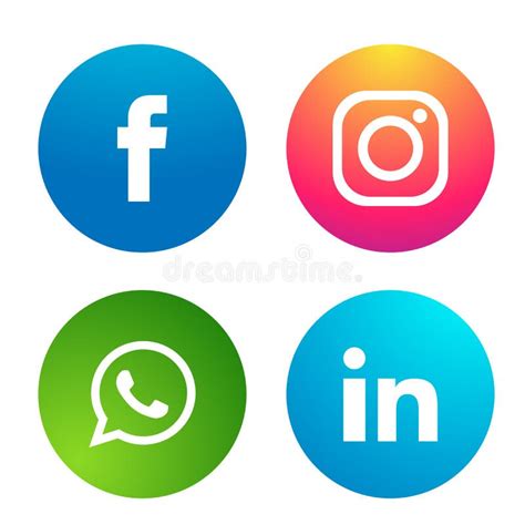 Set Of Popular Social Media Logos Icons Instagram Facebook Whatsapp