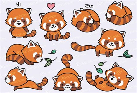 Premium Vector Clipart Kawaii Red Pandas Cute Red Panda Etsy Denmark