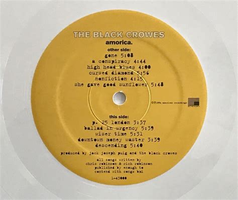 The Black Crowes Amorica Lp Original 1994 White Vinyl American 1
