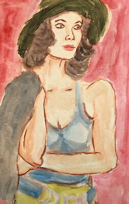 Vintage Impressionist Watercolor Painting Female Portrait Picclick