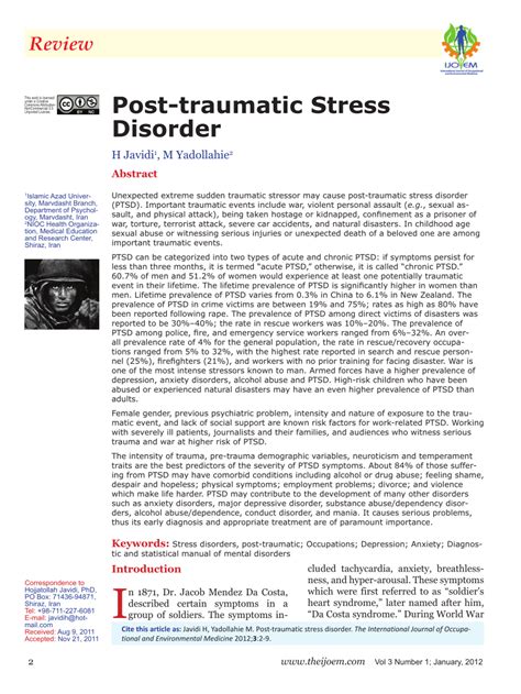 Pdf Post Traumatic Stress Disorder