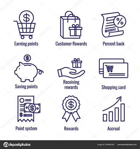 Customer Rewards Icon Set Shopping Bag And Discount Images Stock
