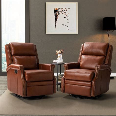 Echidna Multifunctional Antique Genuine Leather Swivel Recliner With