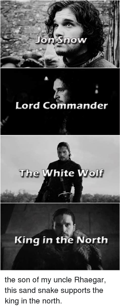 Jon Snow Lord Commander The White Wolf King In The North