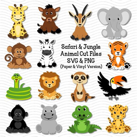 Animal Svg Safari Animals Svg Jungle Animals Svg Cute Etsy Denmark