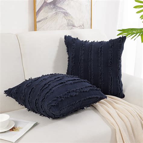 2pcs Cotton Linen Decorative Throw Pillow Covers With Bohemian Tassel