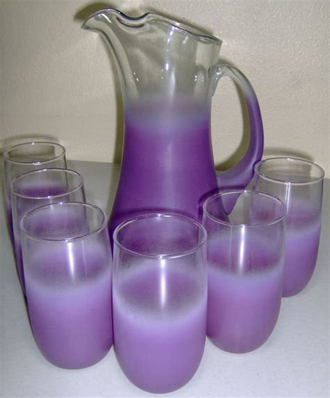 7pc Set Of West Virginia Blendo Glass Is So Mcm Purple Vintage Dishware Vintage Glassware