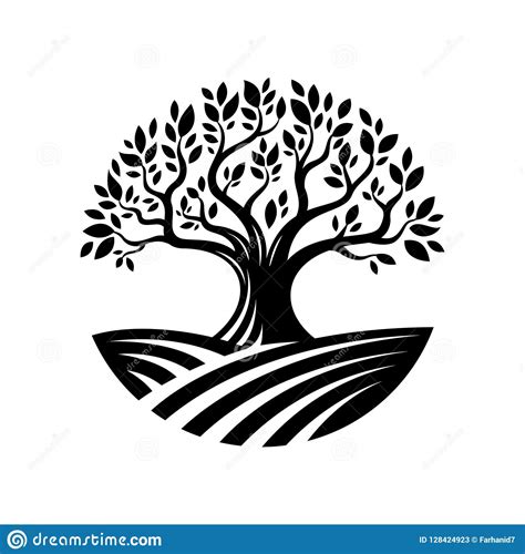 Tree Land Vector Illustration Design On White Background. Stock Vector - Illustration of field ...