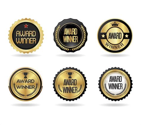 Premium Vector Award Winner Emblem Collection Of Golden Badge On
