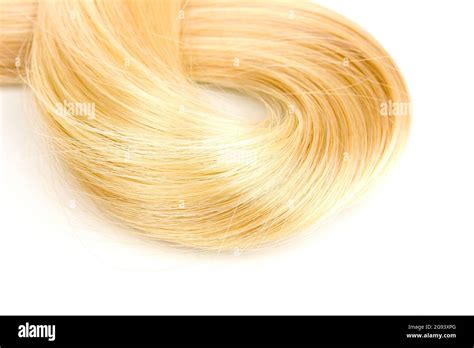 Shiny Blond Hair Isollated On White Stock Photo Alamy