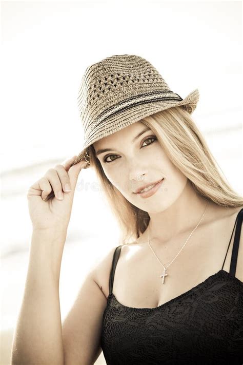 Pretty Girl With Hat Stock Photo Image Of Feminine Outdoor 16987080