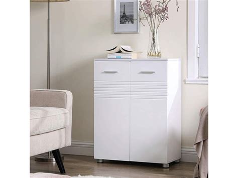 Armoire de rangement salle de bain - pandelic - blanc mat / blanc