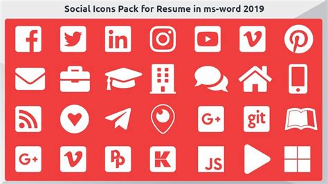How To Insert Social Media Icons Pack And Symbols For Resume Cv In Ms
