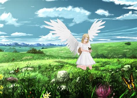 anime angel girl with butterflies by vandarque on deviantart