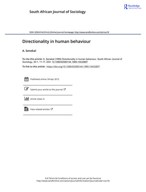 PDF Directionality In Human Behaviour