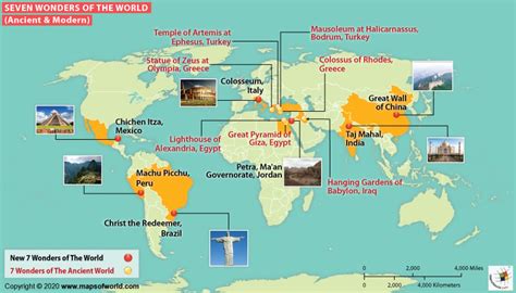 7 Wonders Of The World List 7 Wonders Of The World Map