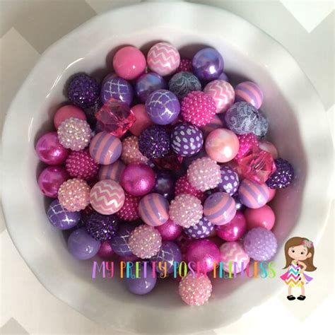 100 20mm Pink And Purple Chunky Bubble Gum Bead