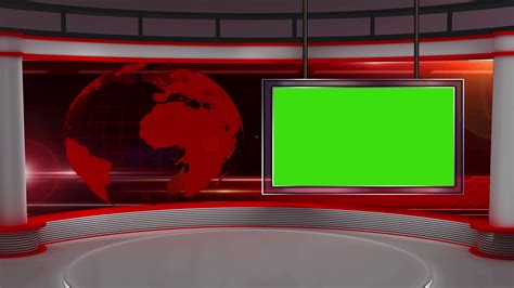 Virtual Studio With Green Screen Tv News Studio Background Stock