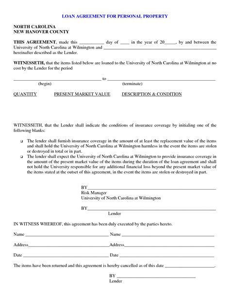 Personal Loan Agreement Sample Free Printable Documents