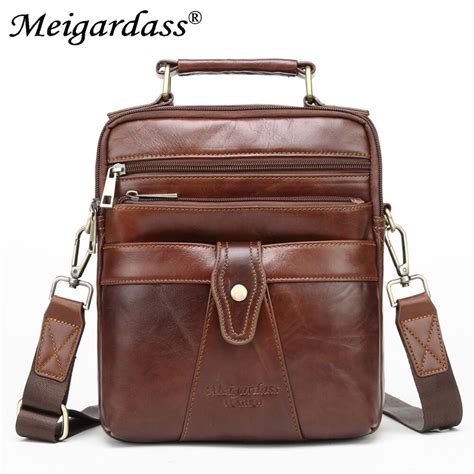 Meigardass Genuine Leather Shoulder Bag Men Messenger Bag Vintage