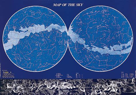 Map Of The Sky Stars And Constellations Science Educational Wall Chart