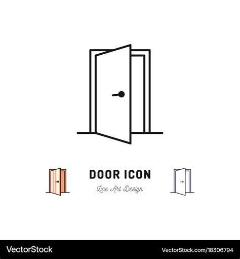 Open Door Icon Thin Line Art Symbol Royalty Free Vector