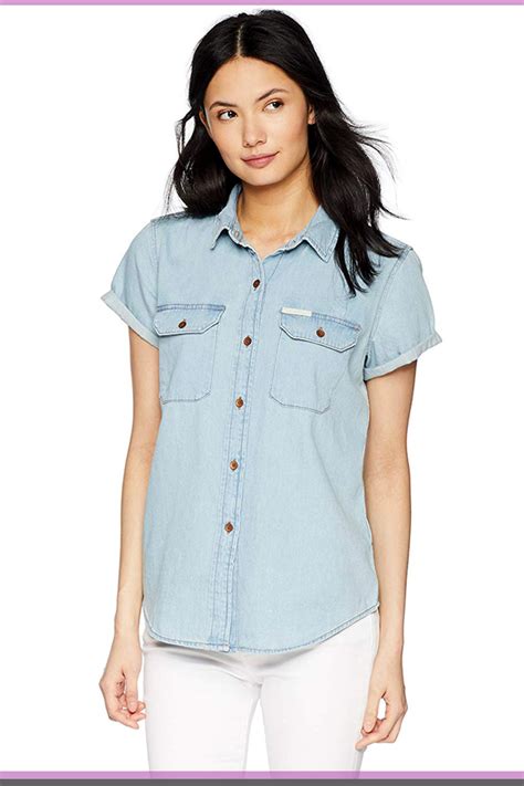 Womens Short Sleeve Denim Shirt