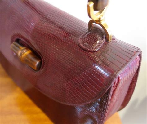 Gucci Vintage Bamboo Snakeskin Handbag 1960 For Sale At