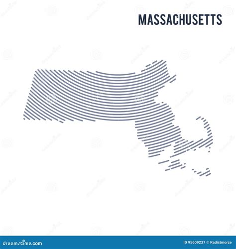 Vector Abstract Hatched Map Of Of State Of Massachusetts With Curve