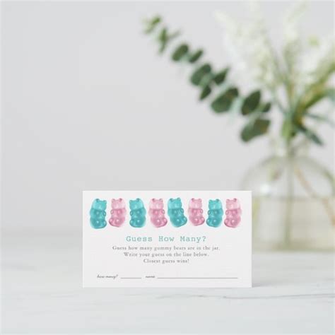 Guess How Many Gummy Bears Baby Shower Game Enclosure Card