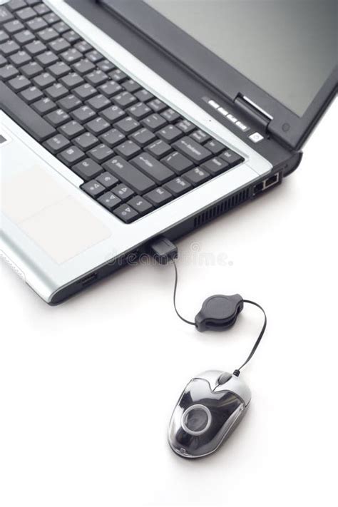 Laptop Computer And A Mouse Stock Image Image Of Electronic Detail