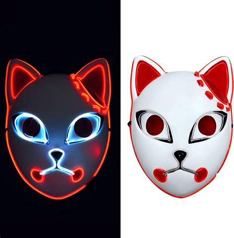 Kamado Tanjirou Demon Slayer Fox Cat Mask Replica Led Light
