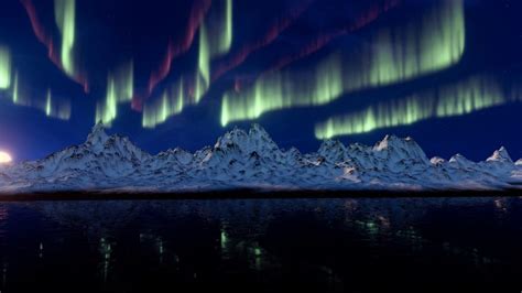 Northern Lights Above Snow Capped Mountains 4k Uhd Wallpaper