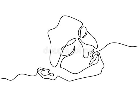 Abstract Poster Woman Face In One Continuous Line Drawing Style Beauty