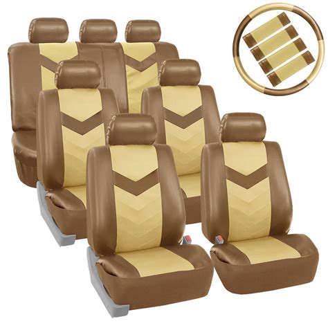 Fh Group Synthetic Leather Auto Seat Cover 7 Seater Suv Van Full Set