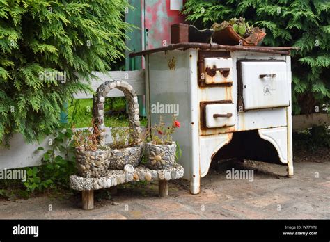 Old Vintage Rusty Wood Stove Cooker Stock Photo Alamy