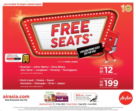 Розпродаж авіаквитків від $4 в один бік! AirAsia 5 Million Free Seats Promotion From RM12 | AirAsia ...