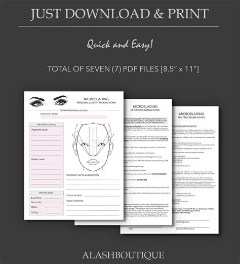 There may be fading and/or discoloration. Printable Microblading Business Forms:Client | Etsy ...