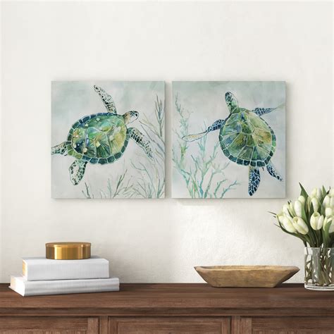 Beachcrest Home Seaglass Turtle I Piece Print Reviews Wayfair
