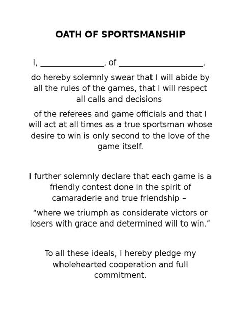Oath Of Sportsmanship Pdf