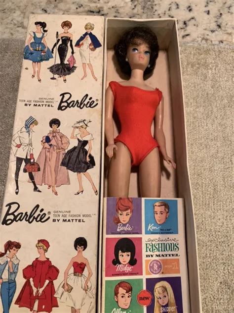 Vintage Barbie Brunette Bubble Cut Red Swimsuit Orig Box And Booklet Picclick